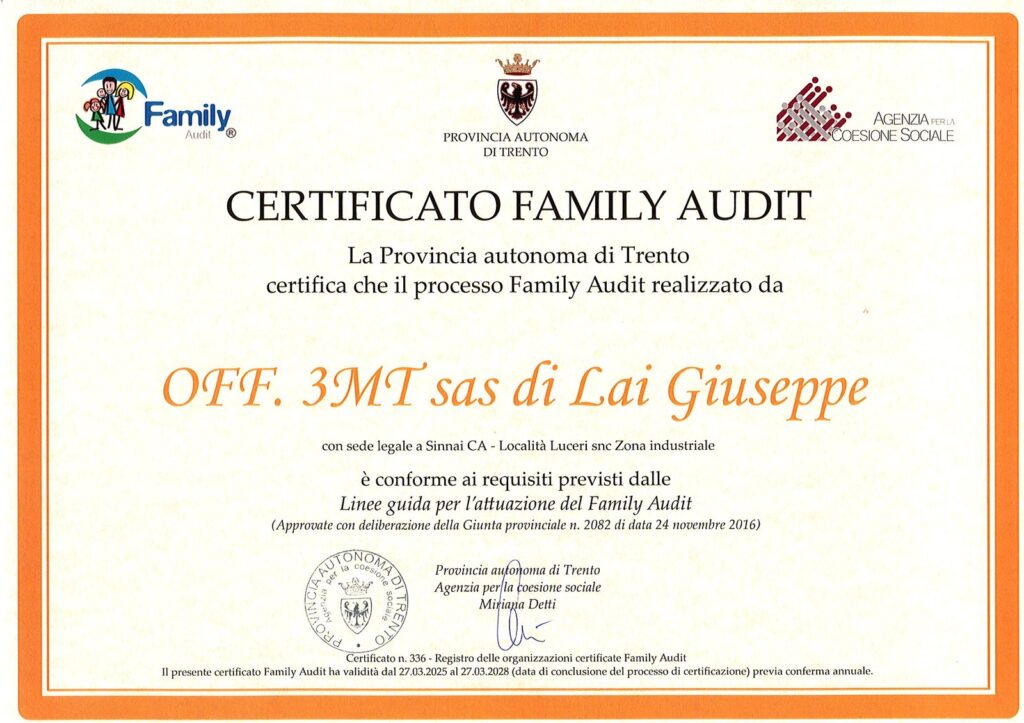 certificato family audit